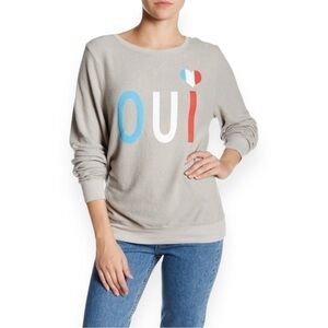 Wildfox French Oui Soft Crewneck Long Sleeve Sweater